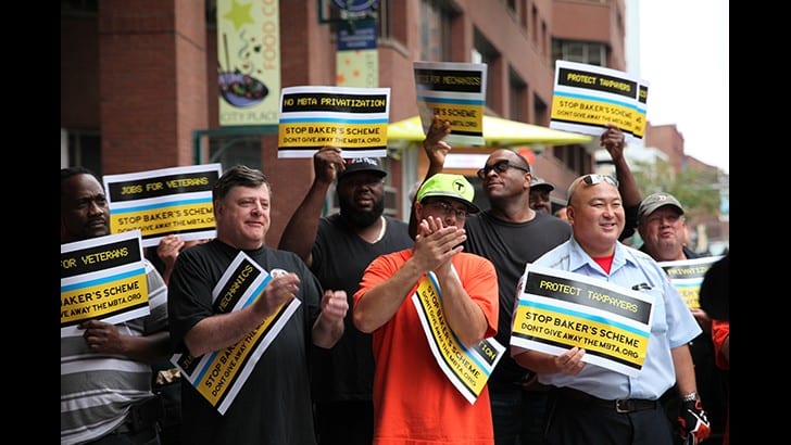 MBTA workers protest privatization. Image courtesy INVEST NOW.