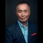 George Takei - blue shirt red square