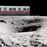 MBTA Red Line train on the Moon (with astronaut and Moon Lander)