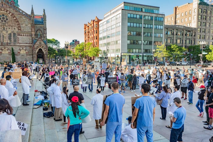 White Coats for Black Lives rally in Boston
