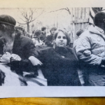 Boston University student anti-apartheid protestors in 1986. Photo of 2010 scan of a page from the April 30, 1986 edition of the Daily Free Press by Jason Pramas. Original Daily Free Press photo by Paul Callard.